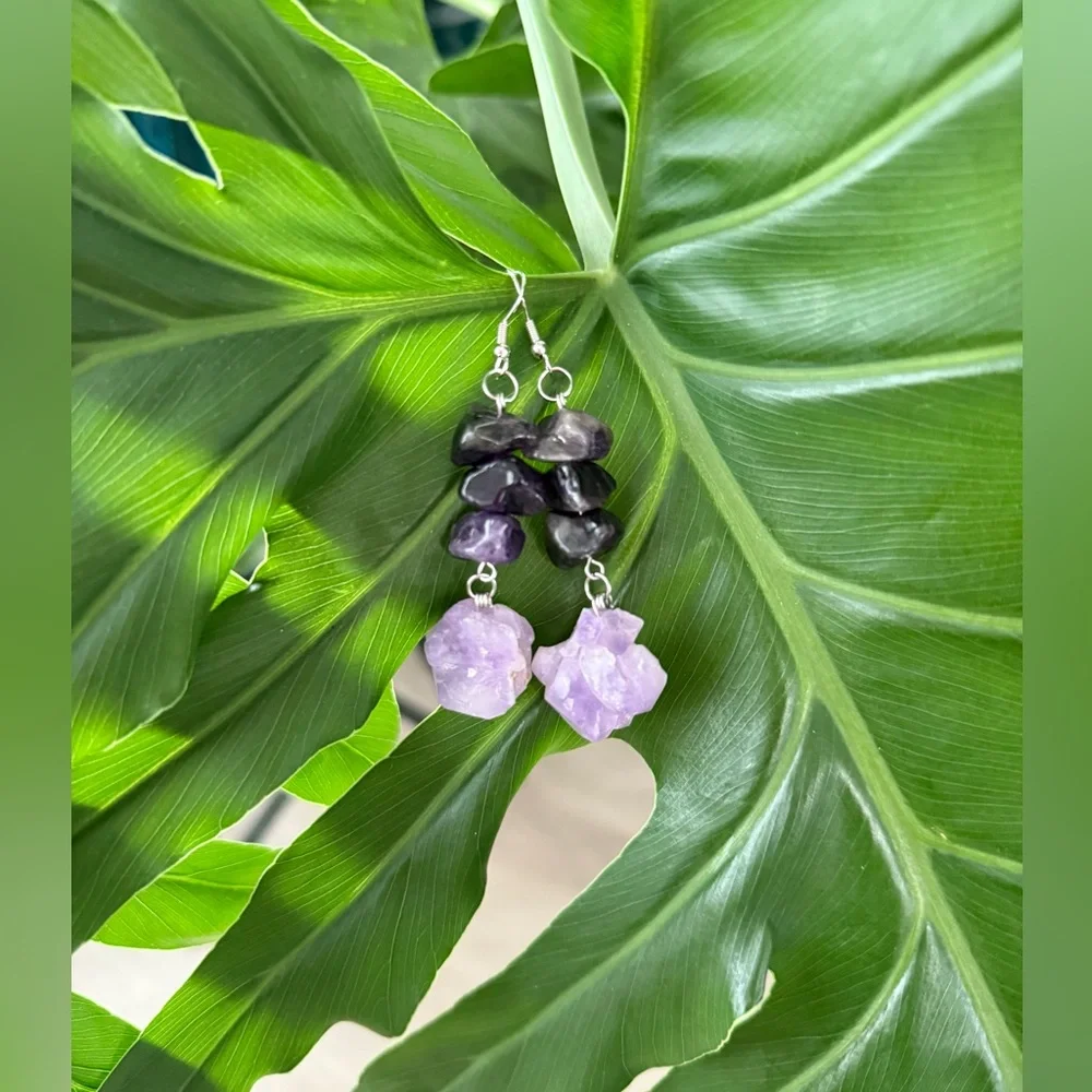 Amethyst Earrings || Handmade Crystal jewelry